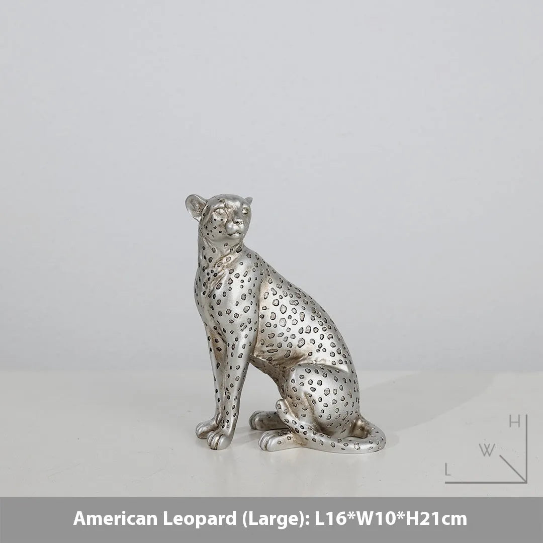American Leopard resin ornament in modern style available in small large and walking posture sizes for home decoration