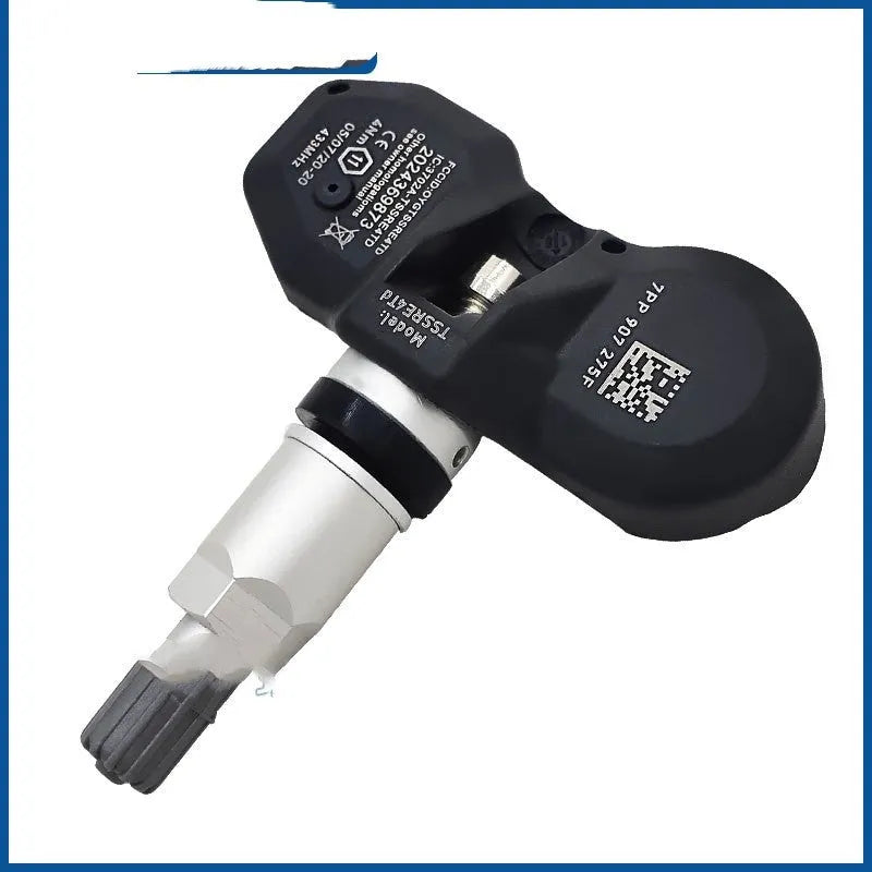 Black Audi tyre pressure monitor sensor for TPMS replacement with wireless transmission