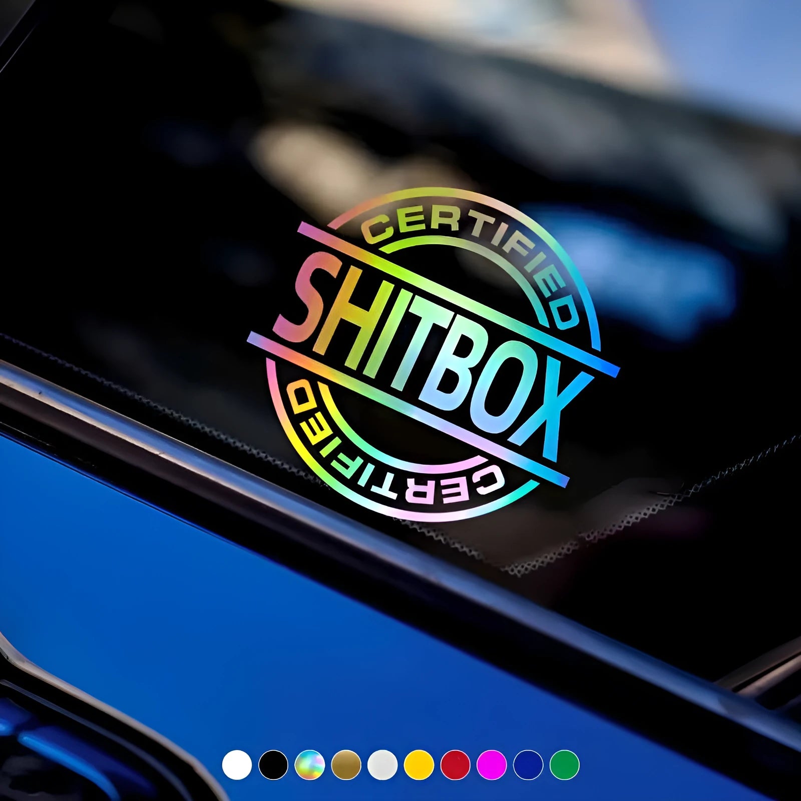 13 by 12 centimetre creative vinyl car sticker decal shown in multiple colour options