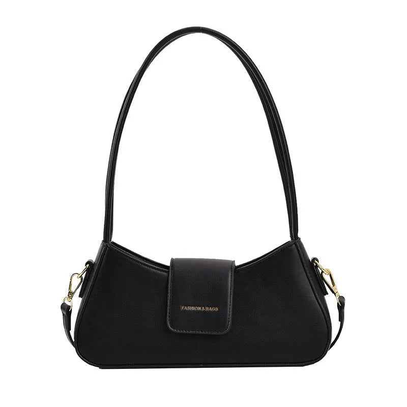 PU shoulder bag in horizontal square shape, available in black, brown, khaki, red, white, with adjustable strap and sewing thread detail