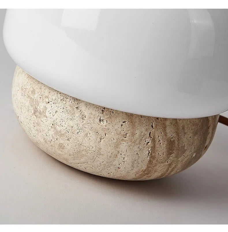 Cream retro bedside lamp with button switch and 18x17cm dimensions
