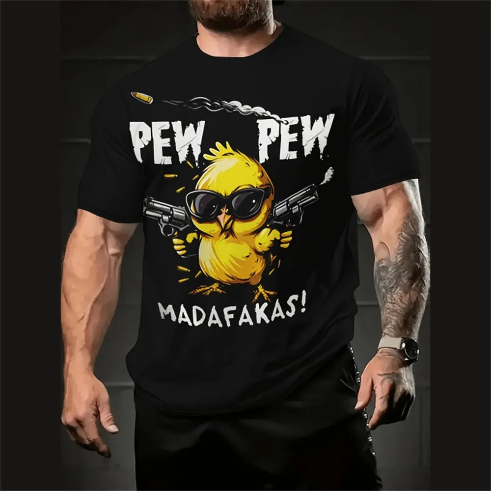 Men's loose-fitting short-sleeved shirt with 3D cartoon print design in summer colours