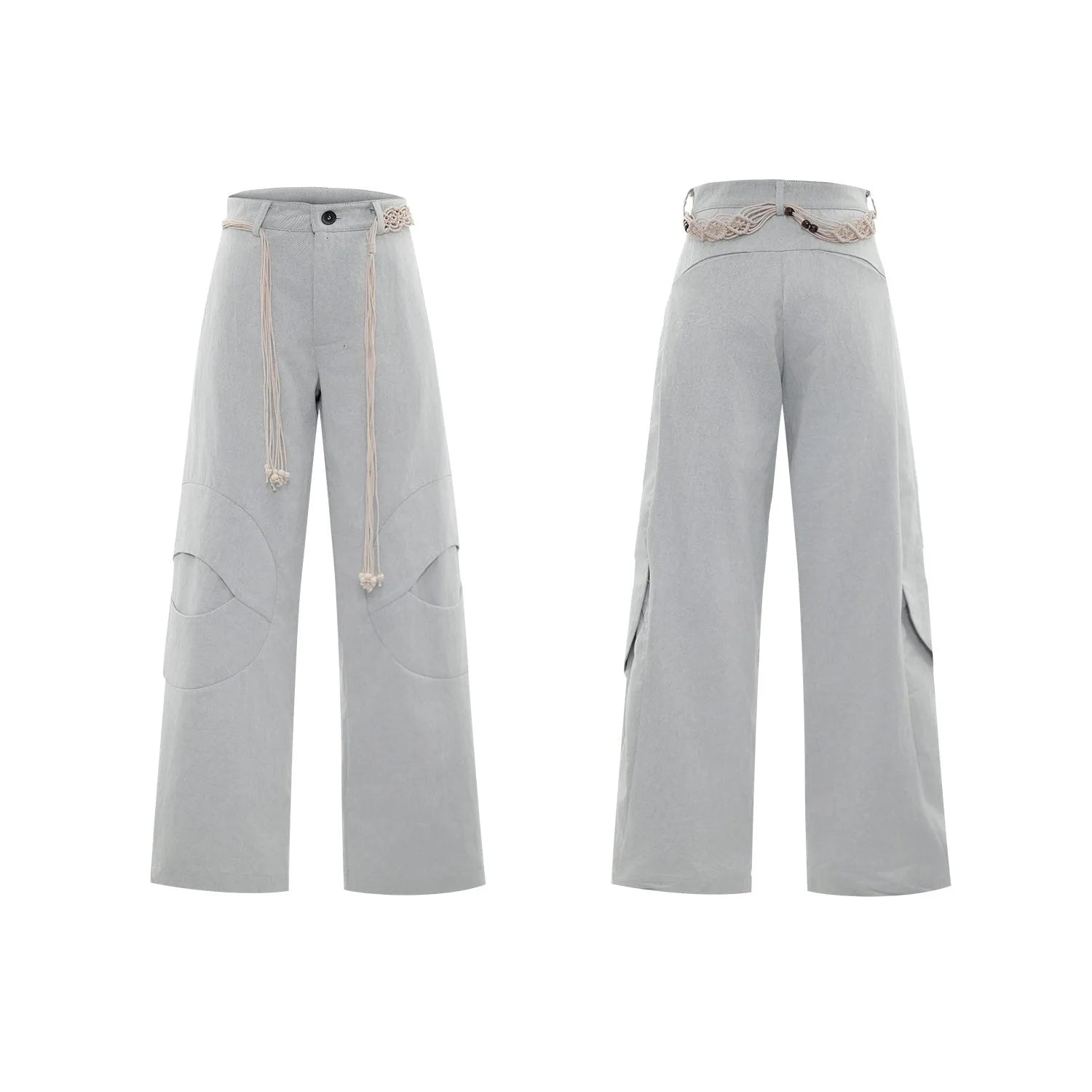 Men's dark blue loose-fit straight-leg cotton jeans with zip fly and pocket decoration.
