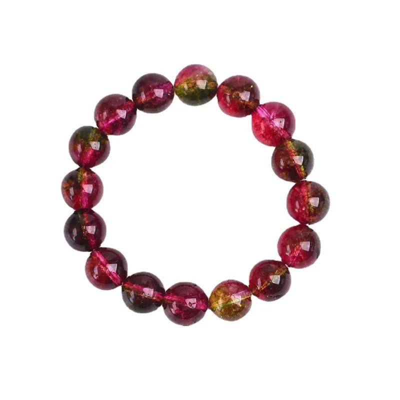 Women's watermelon crystal bracelet showing handmade construction with casual pastoral style
