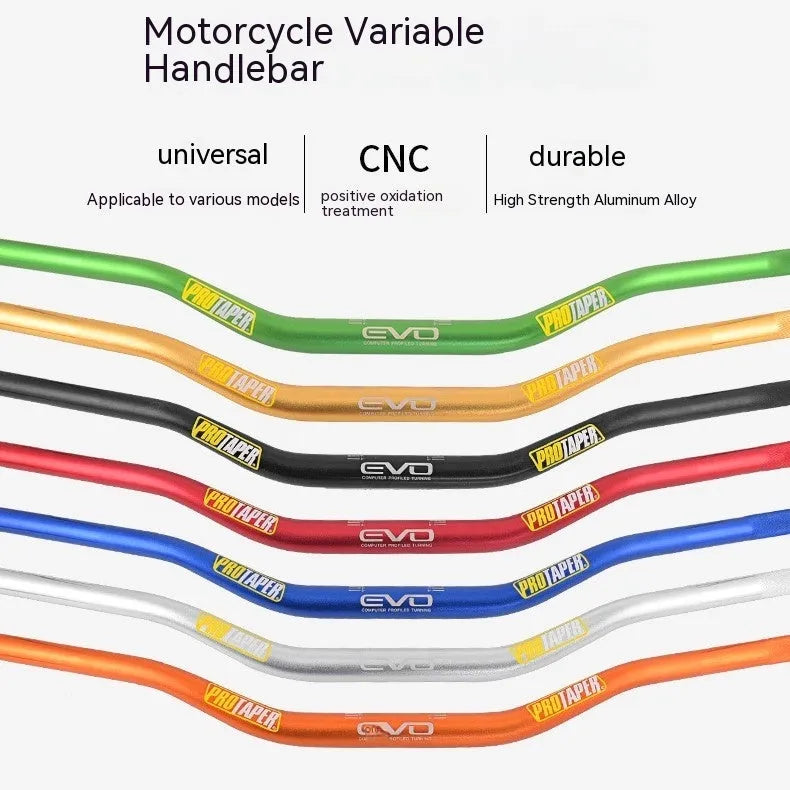 Scrambling motorcycle handlebar with orange EVO handle, aluminium alloy construction, 28mm diameter