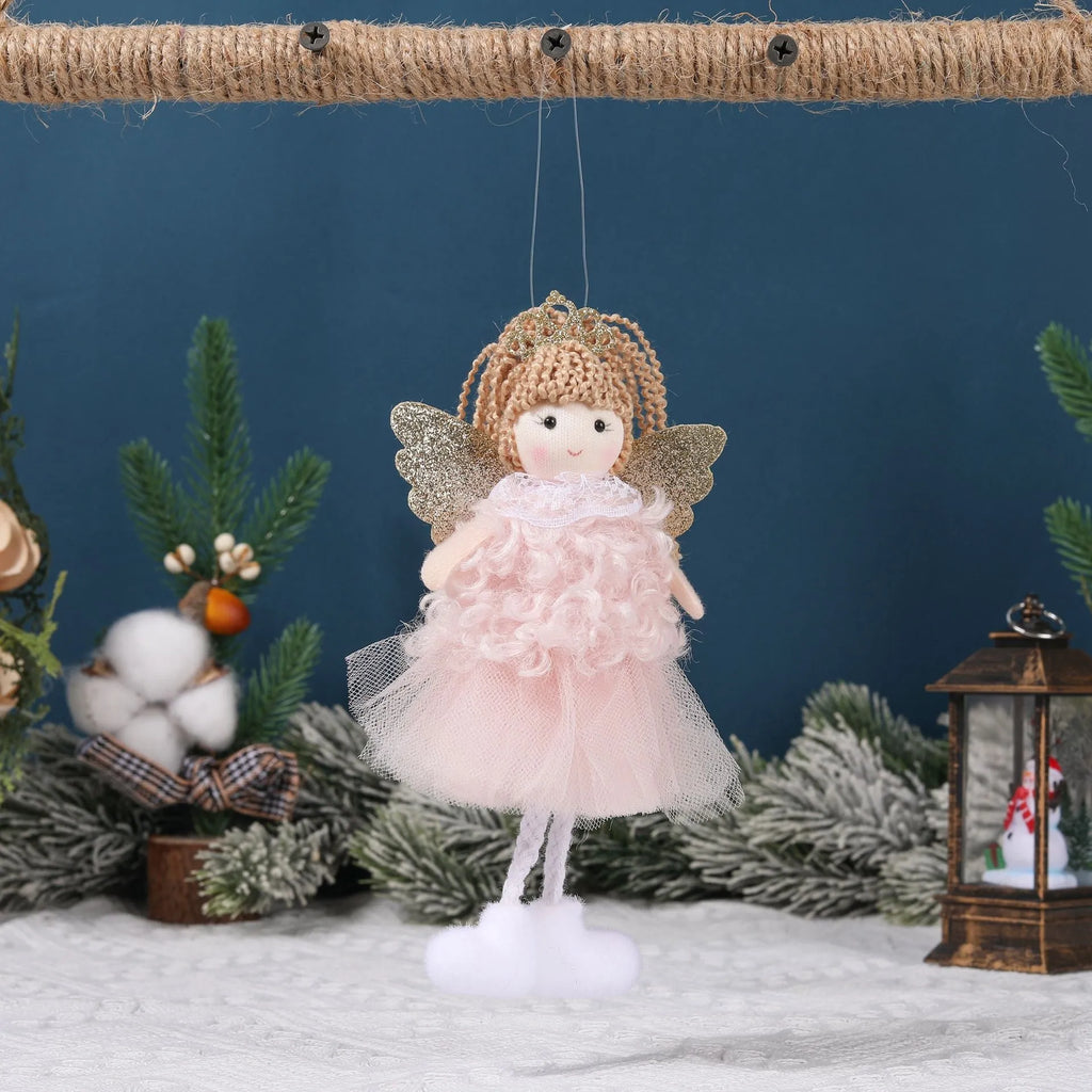 Cloth Christmas angel girl pendant hair accessory for high ponytails in three colour variations