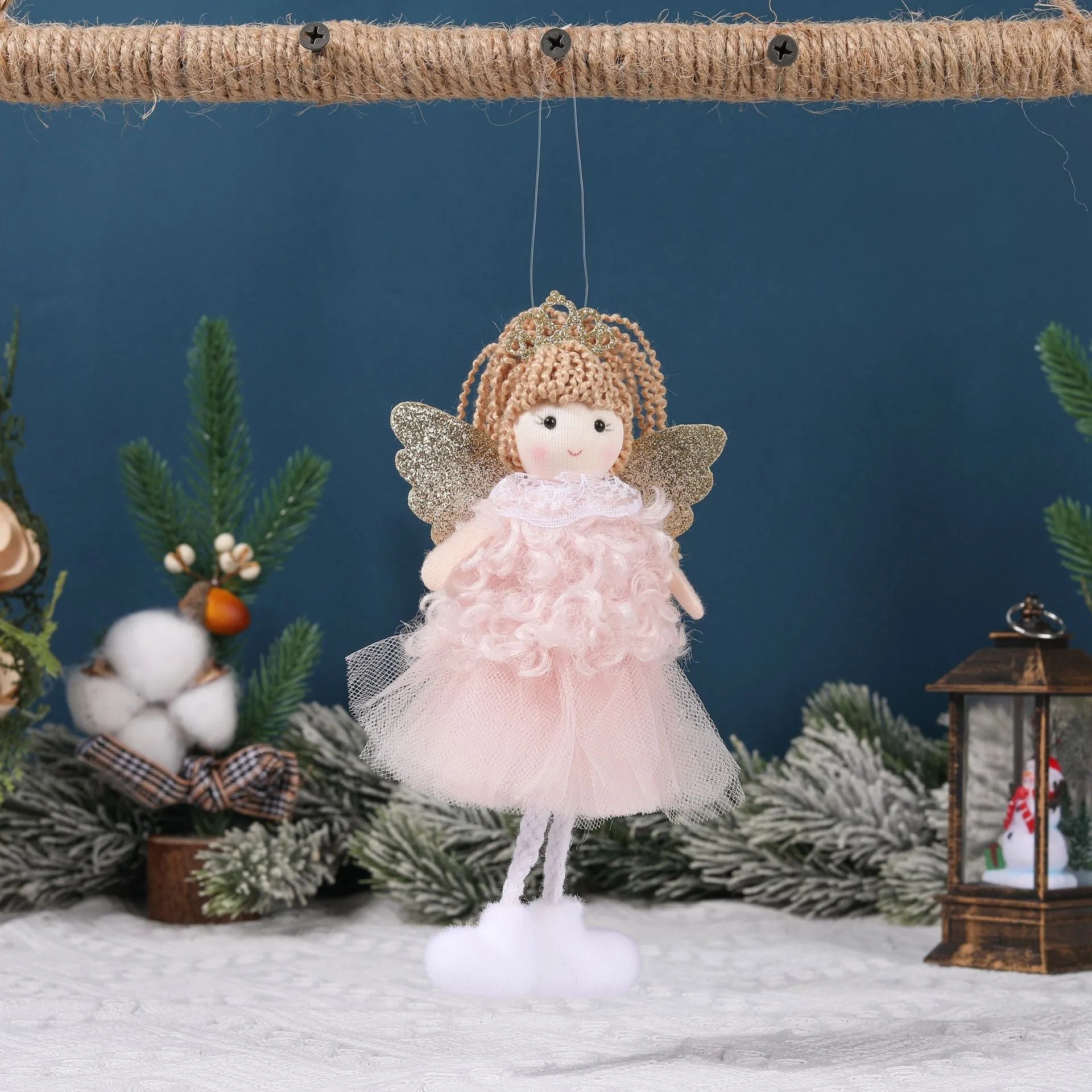 Cloth Christmas angel girl pendant hair accessory for high ponytails in three colour variations