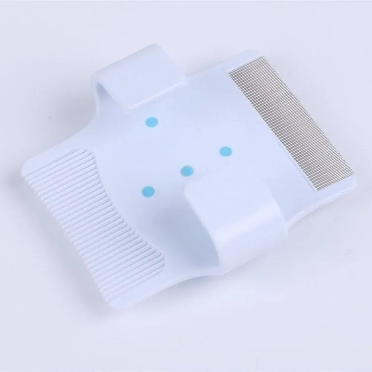 Blue multifunctional dog grooming comb for hair removal, massage, and flea control measuring 8.5cm long