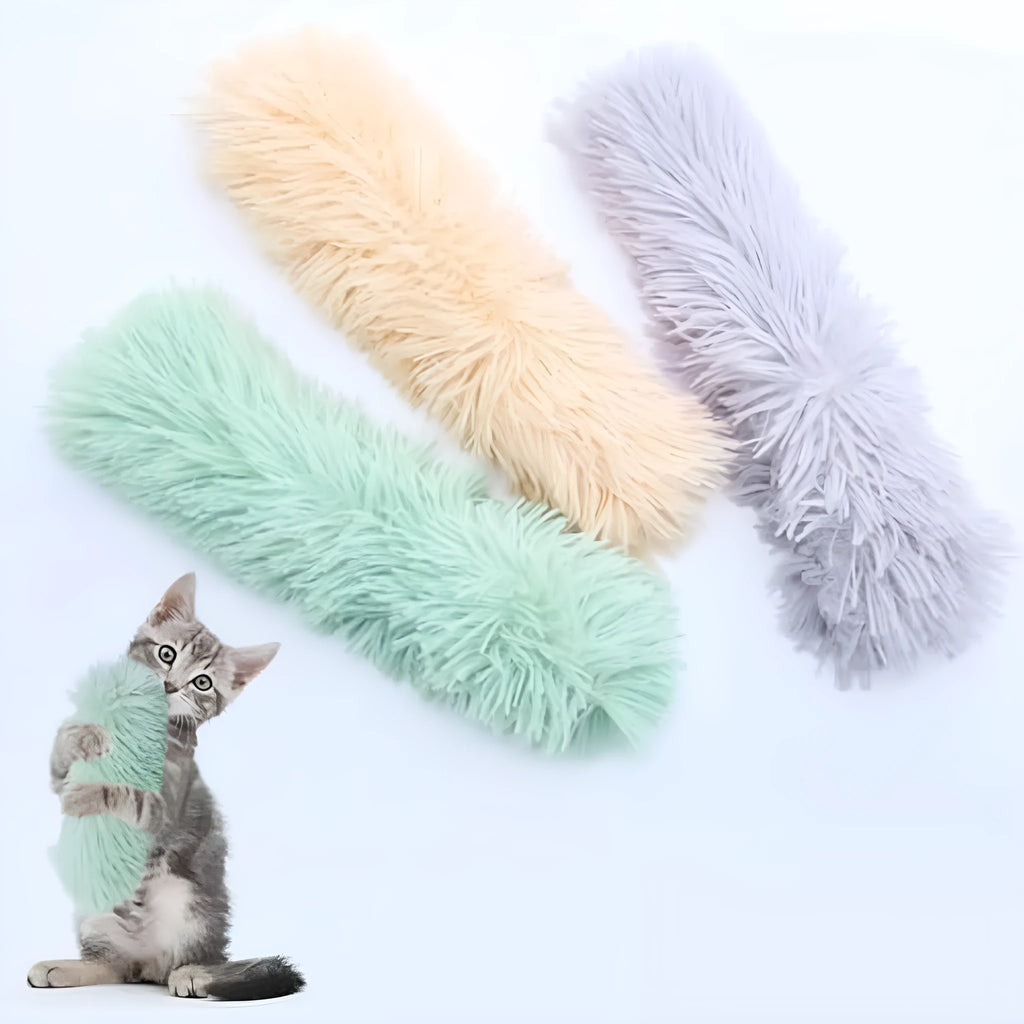 Soft plush cat toy with crinkle sound and catnip stuffing in multiple colour options