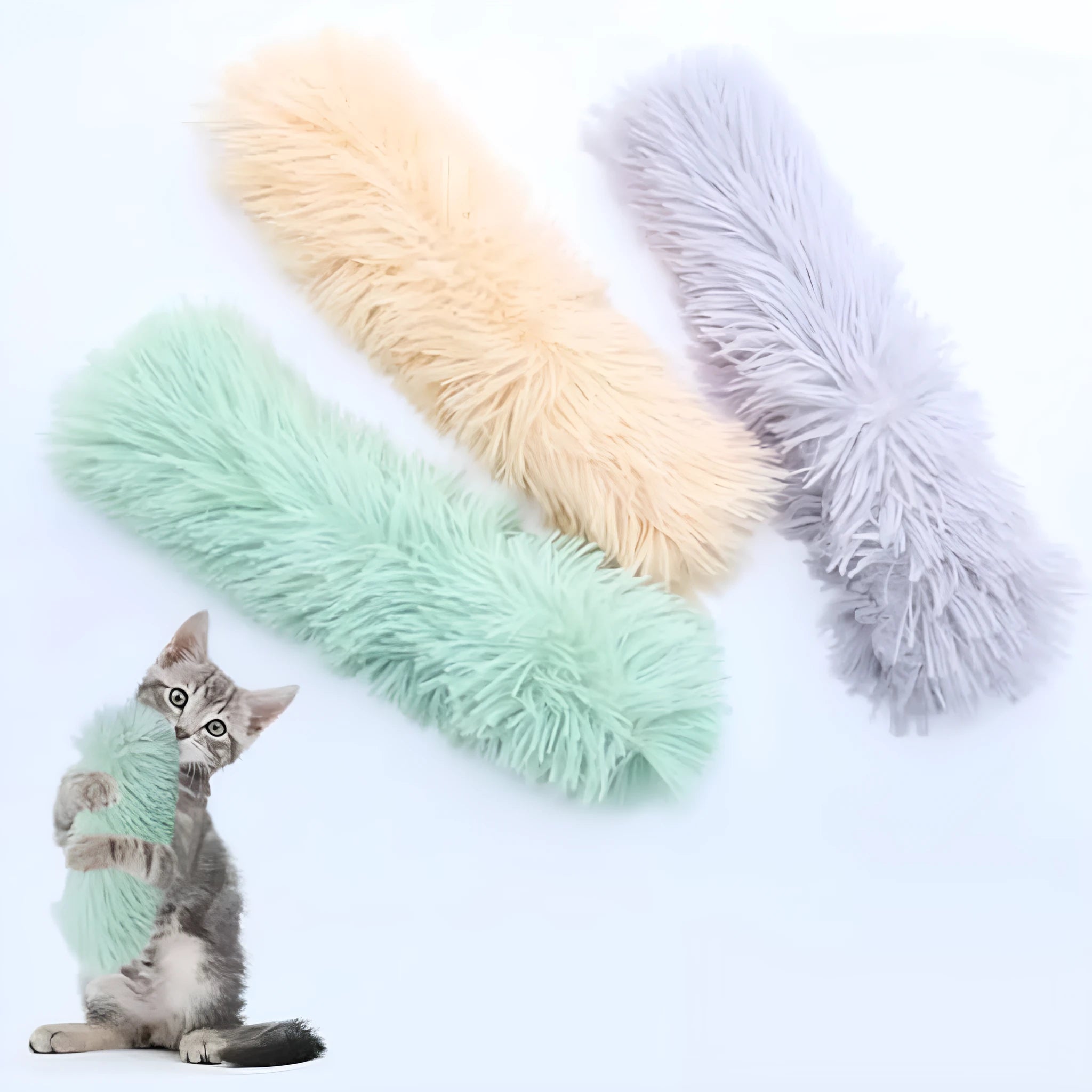 Soft plush cat toy with crinkle sound and catnip stuffing in multiple colour options