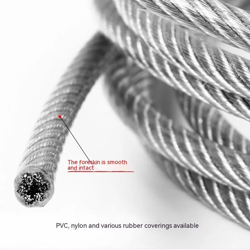 304 stainless steel security cable with double twist multi-strand construction showing flexible coiled form