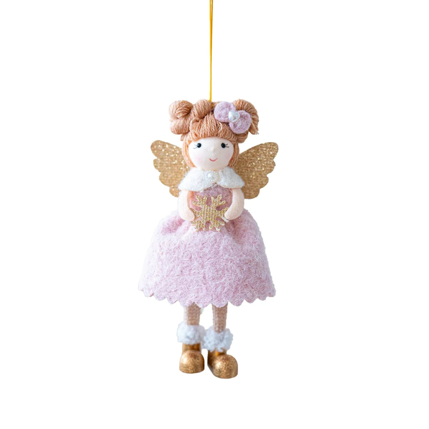 Christmas angel wings plush pendant in soft cloth material, pink and white colour options