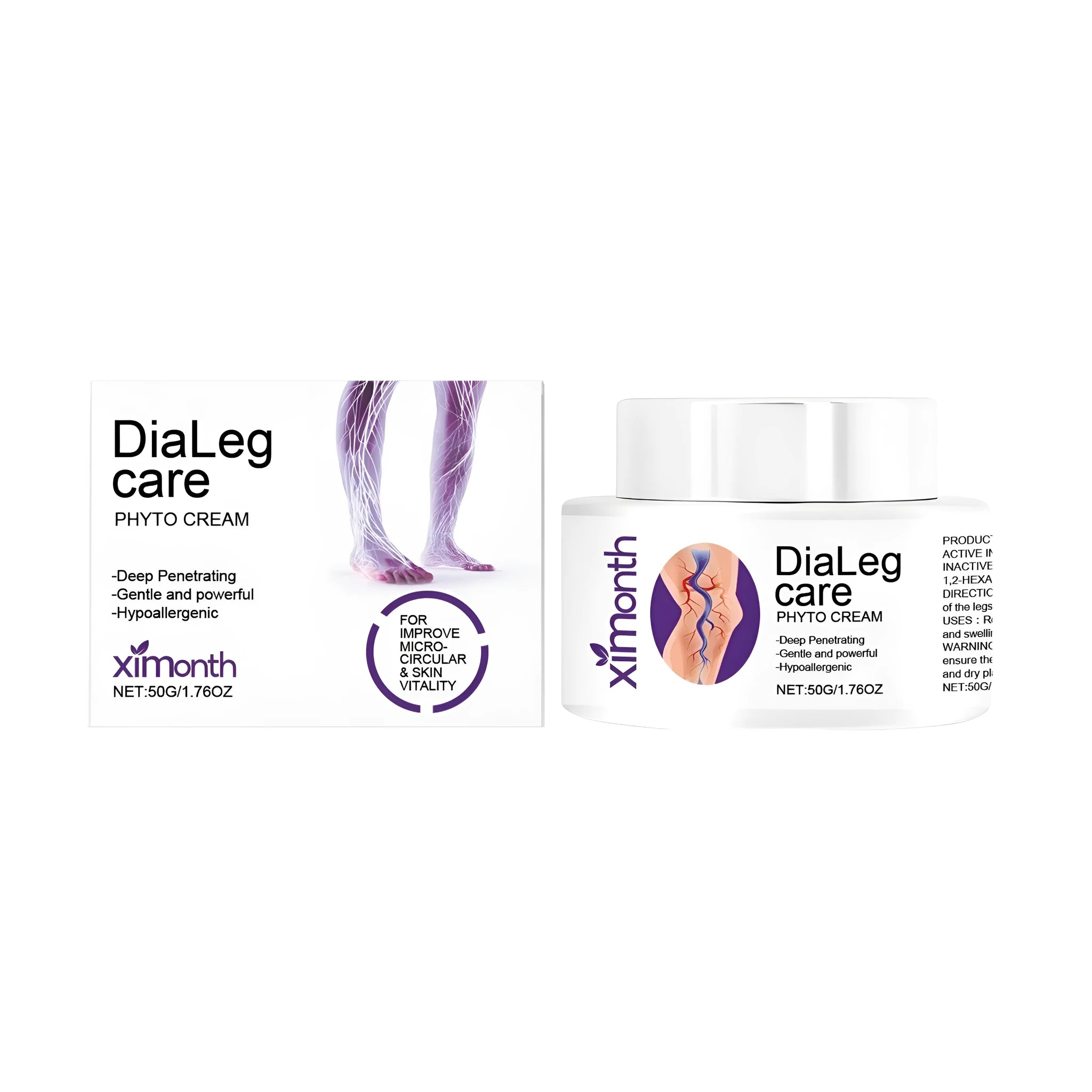 50g tube of unscented varicose vein care cream with mint leaf and shea butter.