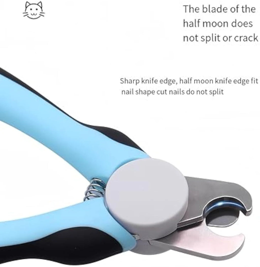 Blue heavy-duty dog nail clippers with a safety guard for large breed dogs.