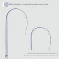 Blue cat teaser stick with silicone mouse tail and cat head design for interactive play