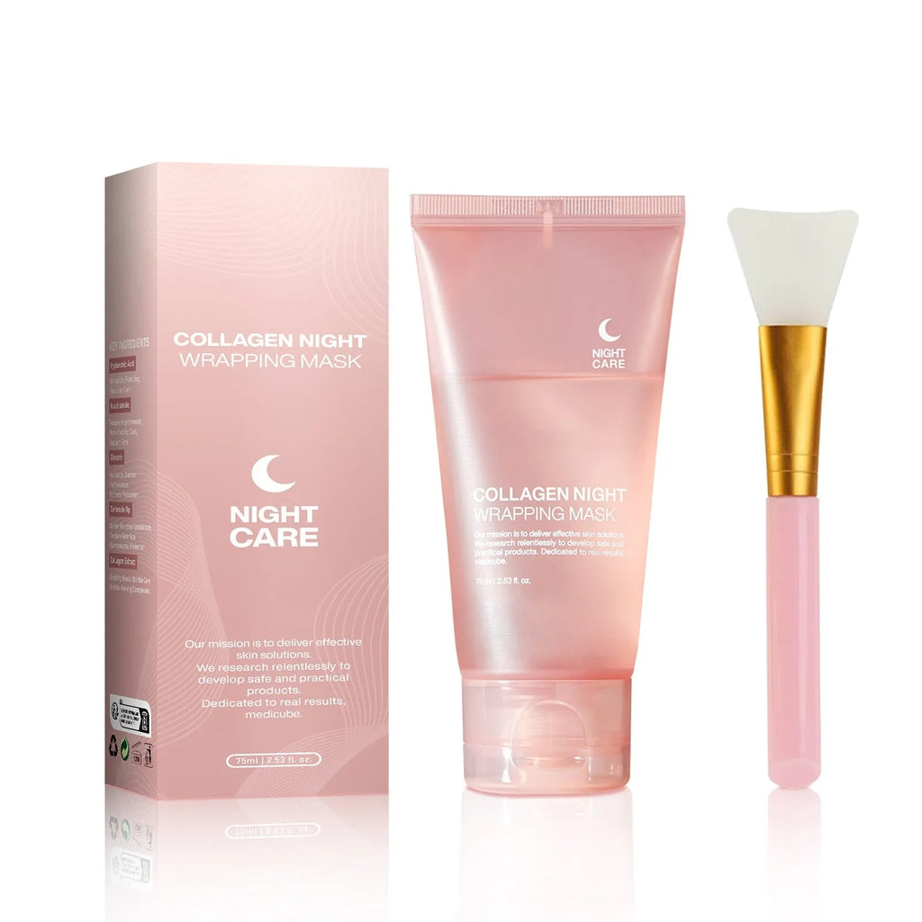 75ml collagen night face mask bottle with brush applicator for peel-off skincare treatment