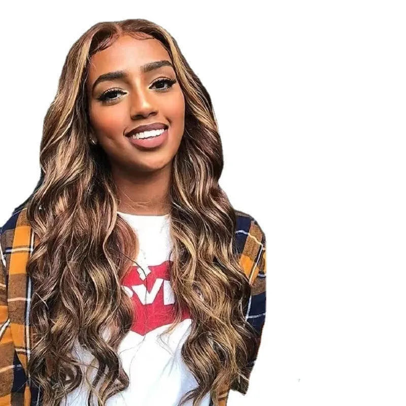 Long curly African black gradient front lace wig with big waves on a sheath base.