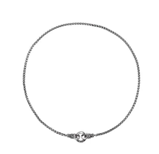 S925 sterling silver clavicle necklace for women on a model, showing the polished chain and clasp.