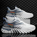 Men's white blue platform casual running shoes with mesh upper and cross shoulder straps
