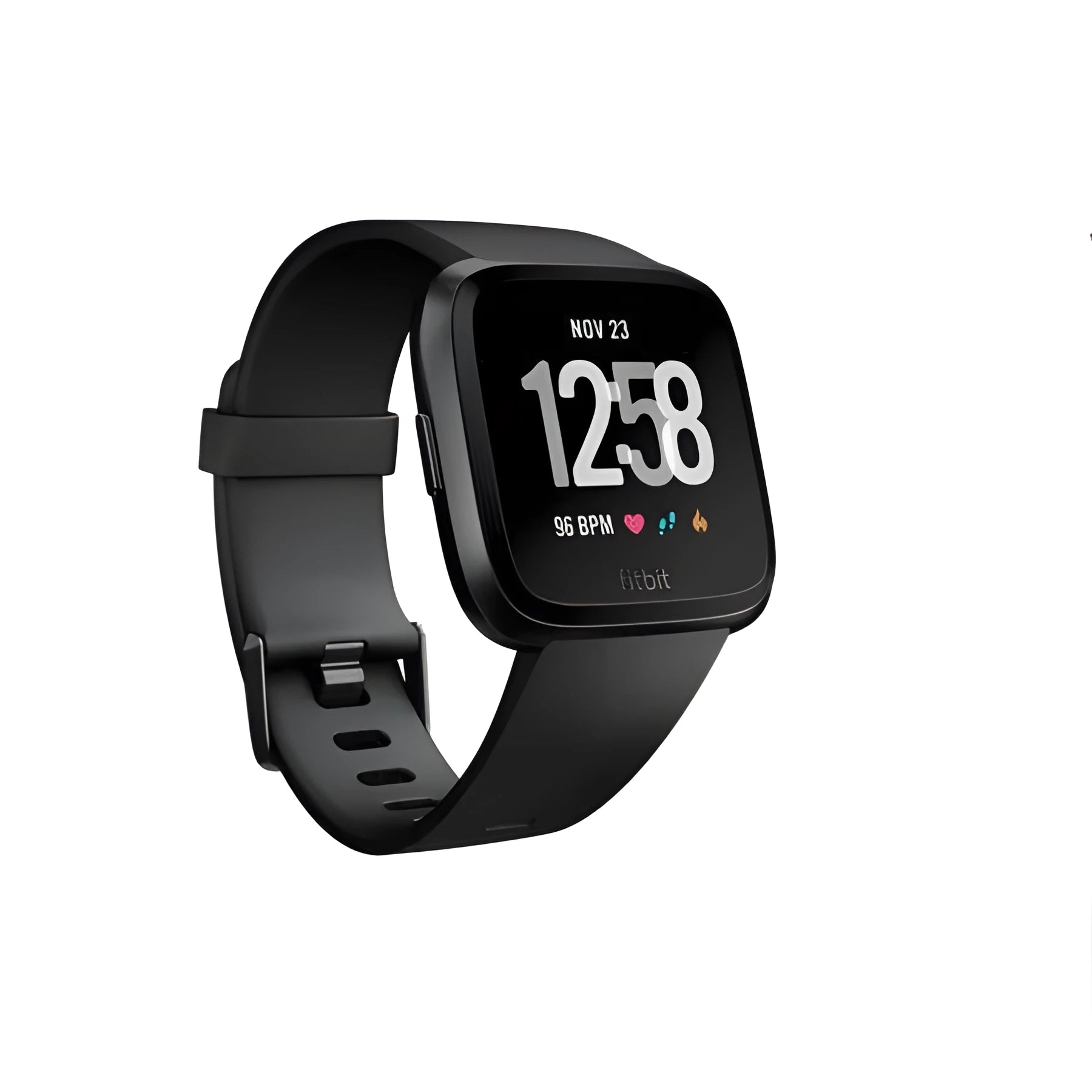 Black waterproof smart watch with heart rate monitoring and sleep tracking on silicone wrist strap