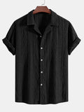 Men's loose casual cardigan shirt in black, green or white with short sleeves for summer beachwear