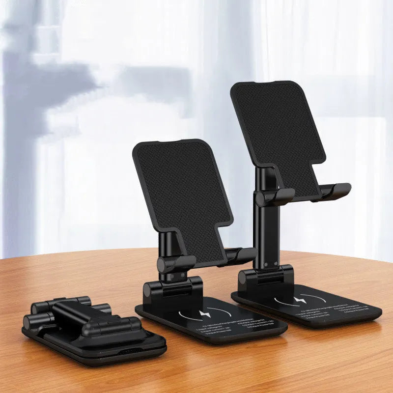 Desktop mobile phone holder with wireless charging in black or white with 5W or 15W power options
