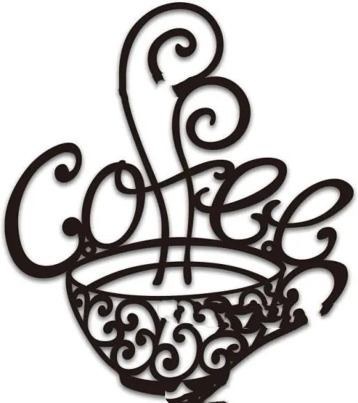Black wrought iron silhouette wall art with English letters, modern decoration 26cm by 28cm.
