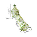 Cat play tunnel folding interactive bunny tent with black and white kitten pattern, made of polyester and canvas, with tunnel attached