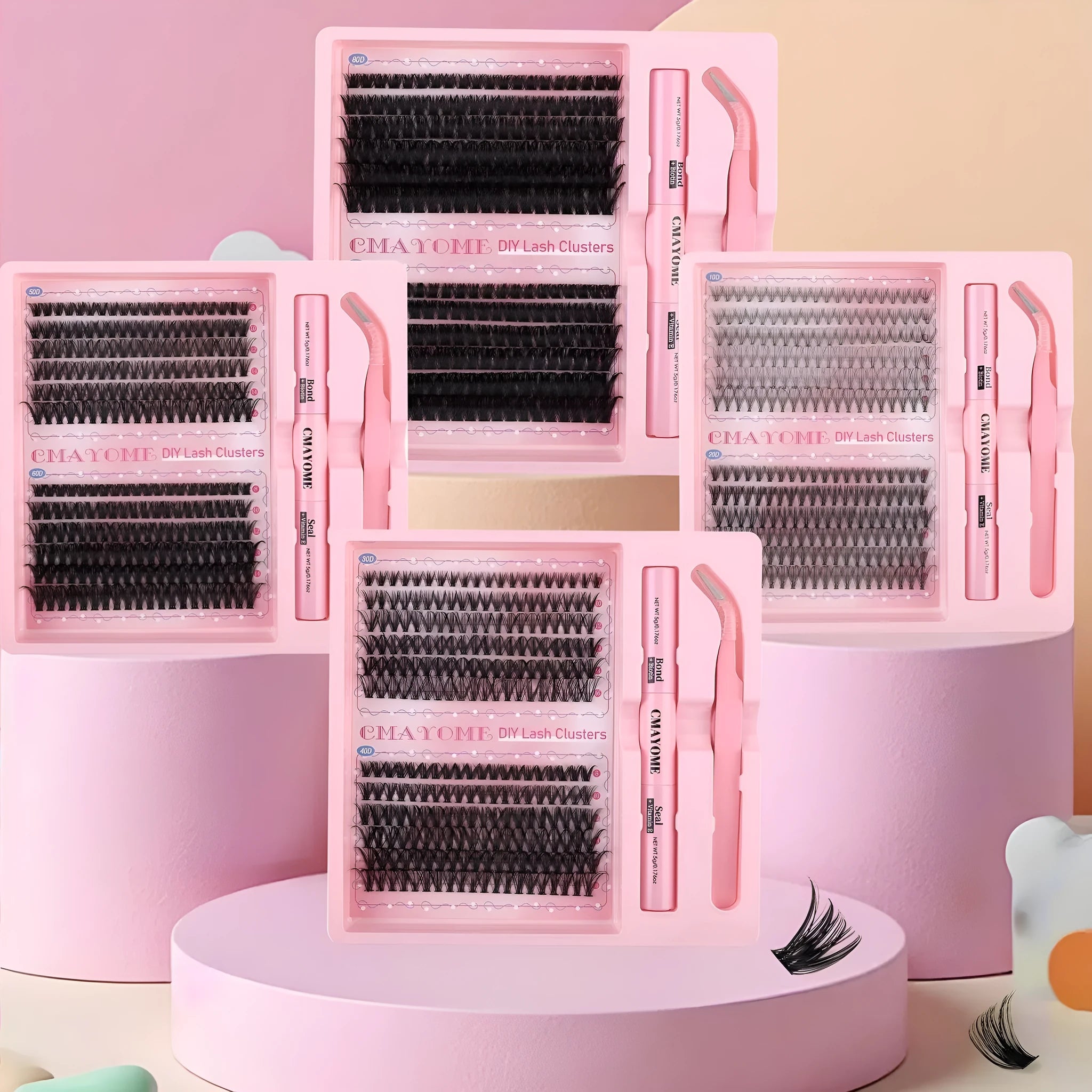 DIY single cluster false eyelashes individual artificial fibre lashes 15.5cm length