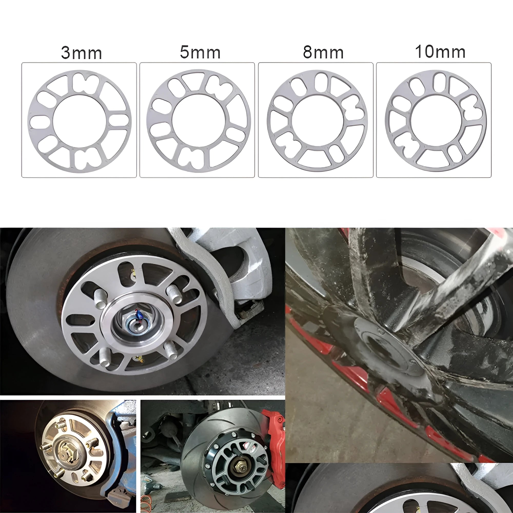 Automotive wheel hub widening gasket/spacer for brake caliper clearance in multiple thickness options