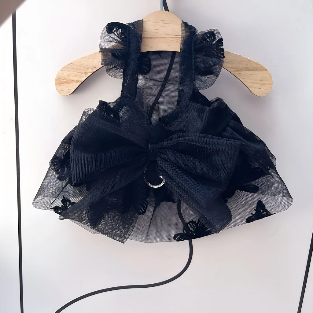 Black polyester tulle skirt for small pet dog or cat, princess style