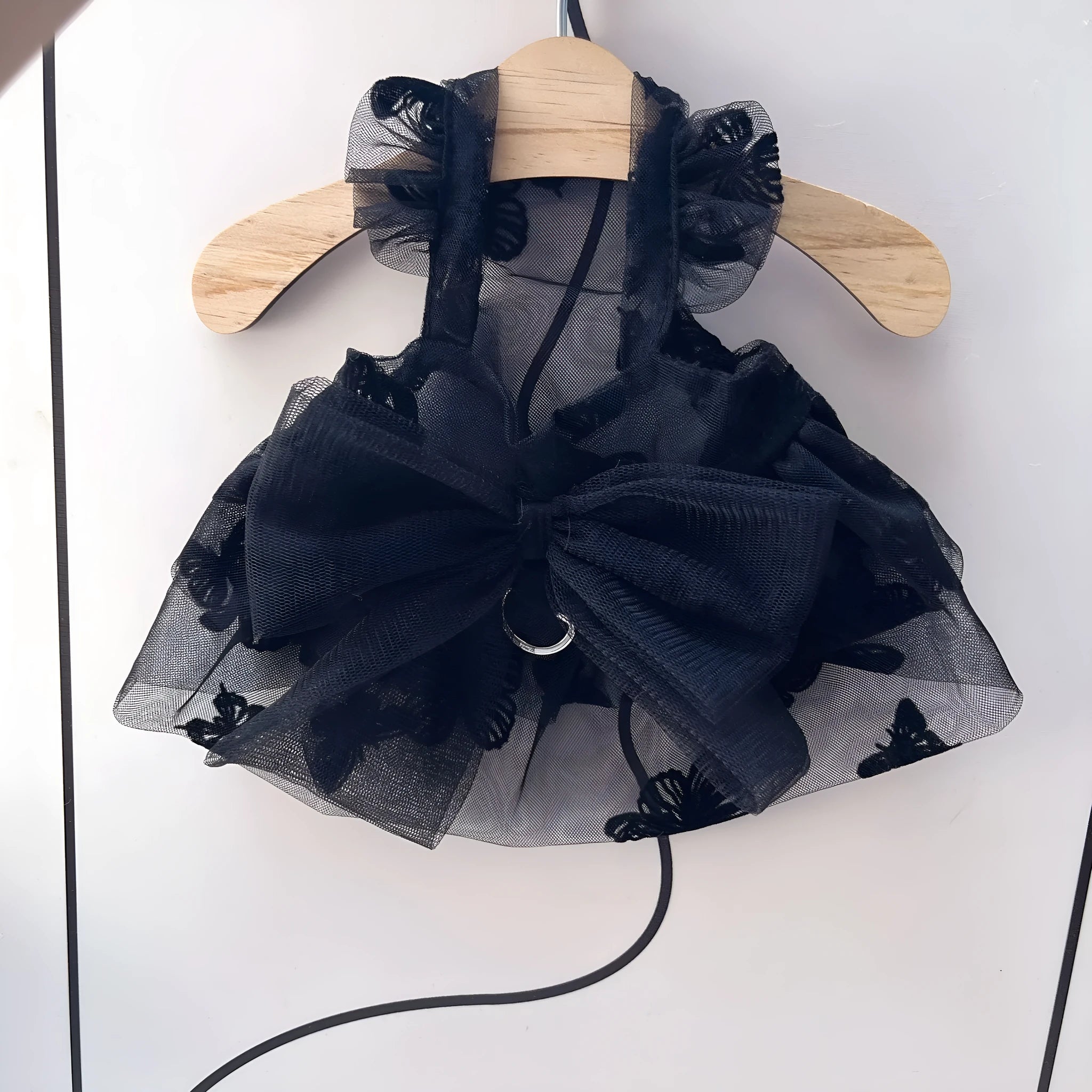 Black polyester tulle skirt for small pet dog or cat, princess style