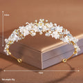 Gold or silver electroplated alloy pearl crown headdress for women's formal events