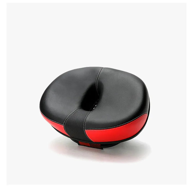 Thickened red bicycle saddle with shock absorber showing 210x270mm dimensions