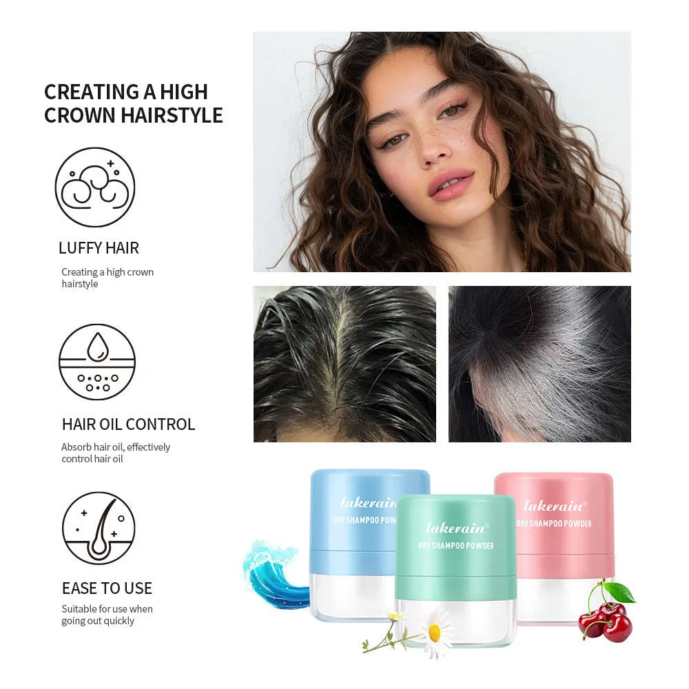 No-rinse hair dry cleaning booster powder in 5g sachet with applicator sponge and headband mirror