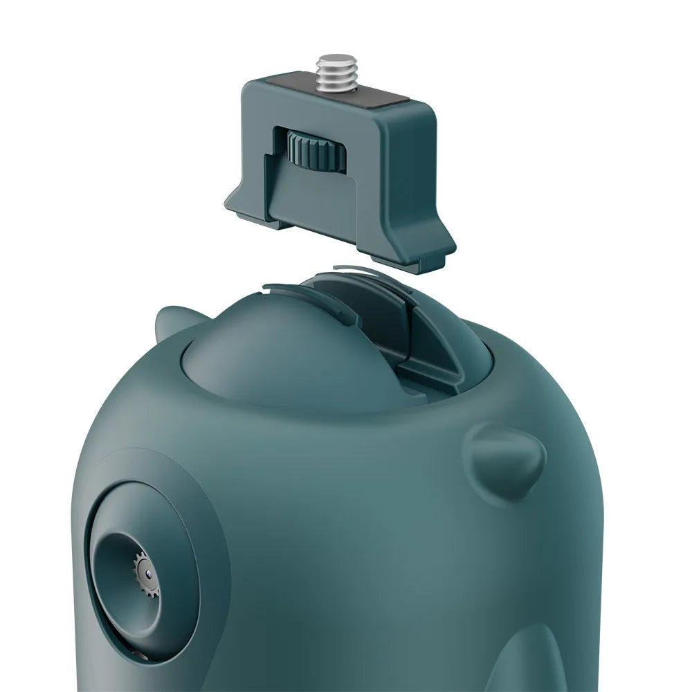 Dark green intelligent follow-up gimbal with 360 degree rotation and AI face recognition technology