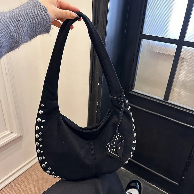 Soft plush tote handbag with adjustable strap in retro style showing black, brown, green, red, and coffee colour options