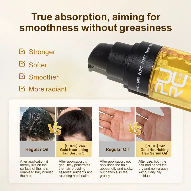 Yellow 50ml curly hair repair essential oil bottle for split ends and scalp oil control treatment