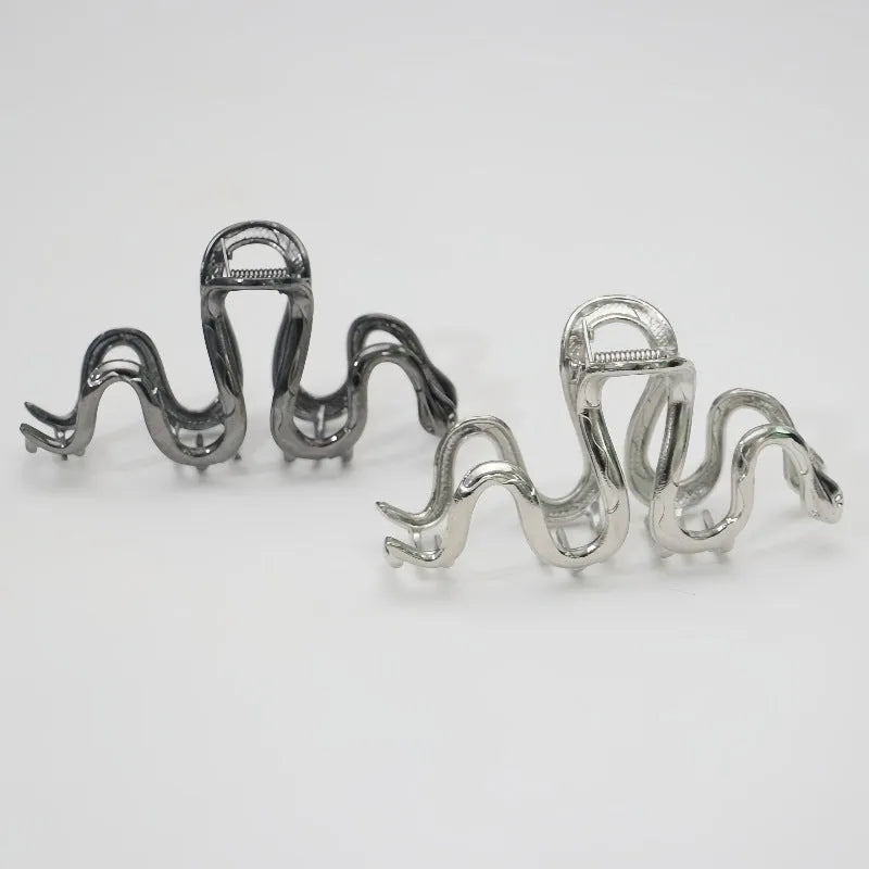 Slytherin serpentine metal hair clip barrette 10.5cm silver gun black electroplated finish
