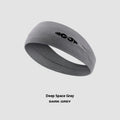 Seamless knitted sports hair band in black, grey, and blue colours for running and cycling.
