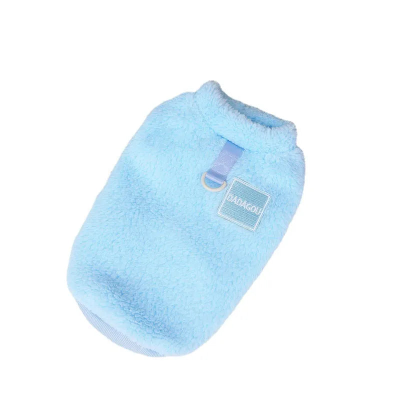 Coral fleece pet jacket for dogs and cats in blue, brown, grey, pink, red or water green colours