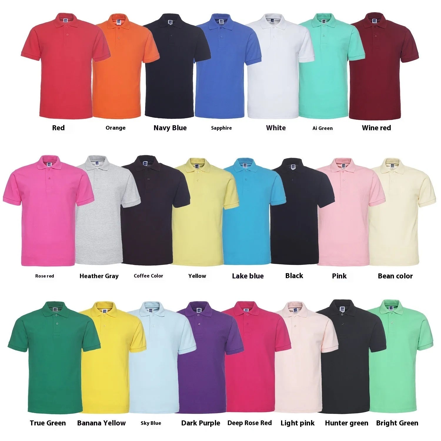 Men's solid colour short sleeve polo shirt in loose plus size fit on hanger
