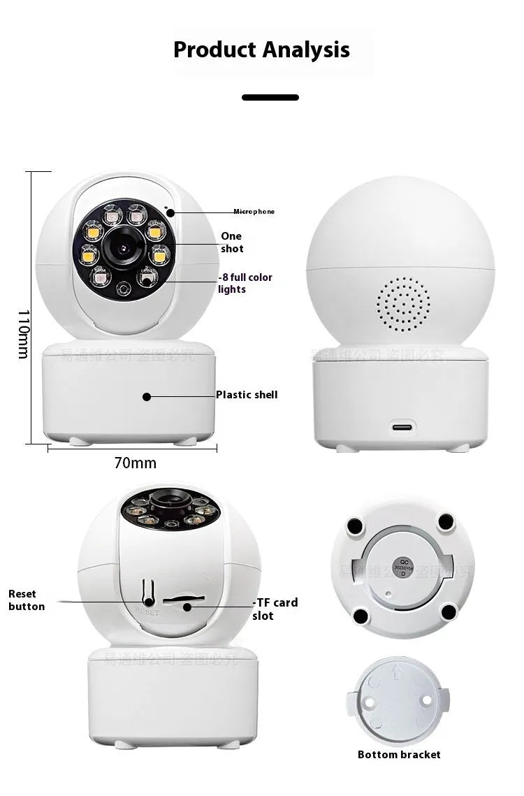 1080p HD indoor security camera with ceiling mount bracket and panorama viewing capability