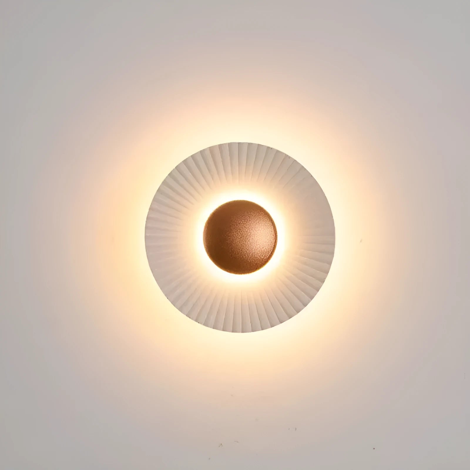 Round aluminium wall lamp with LED lighting in multiple colour variations including gold and white combinations