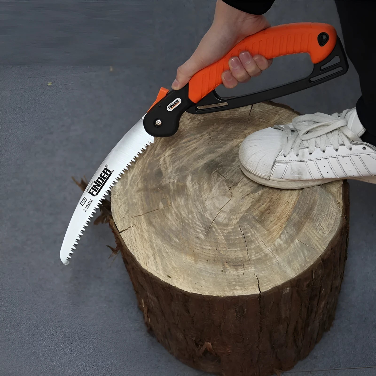 230mm folding garden saw with TPR grip handle and steel blade extended