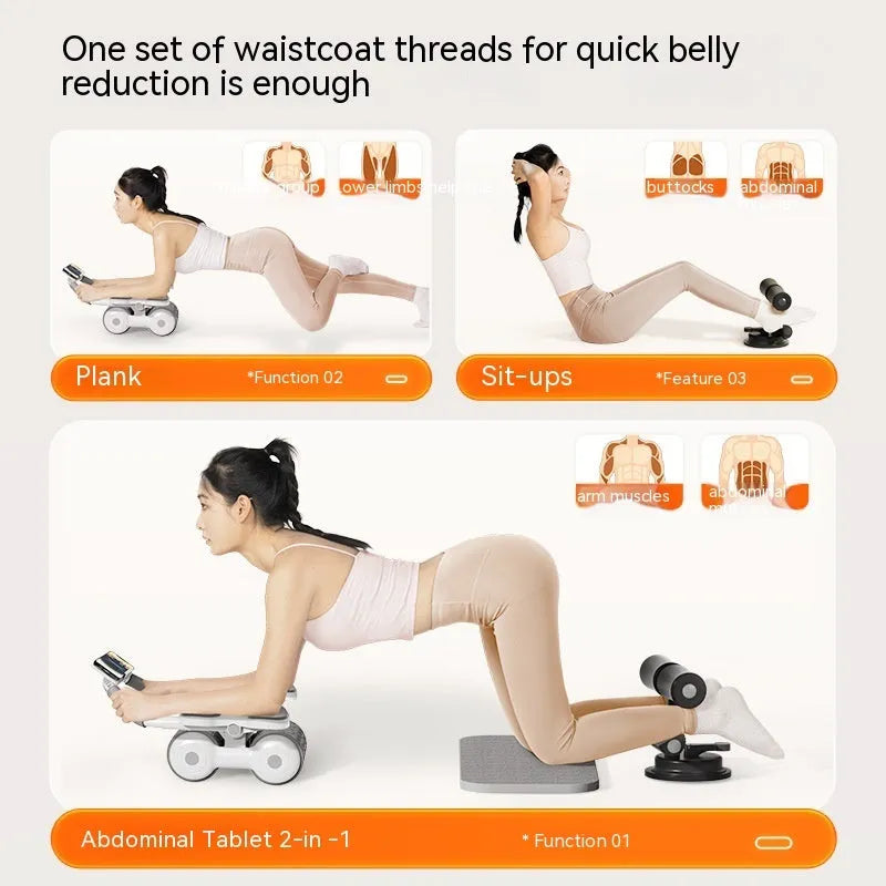 White digital abdominal roller with LED screen for timing and calorie counting