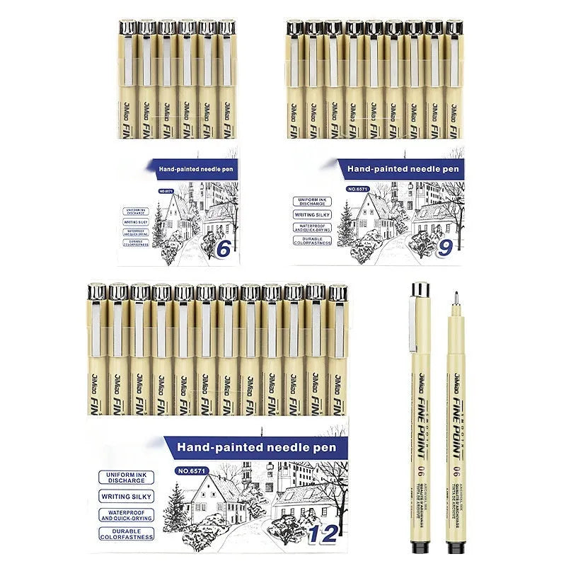 Waterproof needle drawing pen with plastic body and cartoon design measuring 133mm
