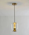 Nordic minimalist chandelier with glass shade in clear, cognac, or smoky grey colour