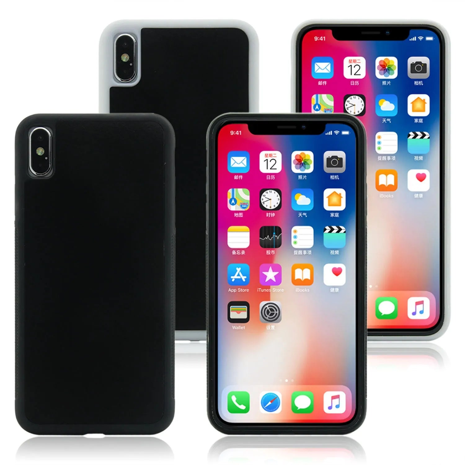 Anti-gravity nano material phone case in black with mirror finish for iPhone 14 Pro