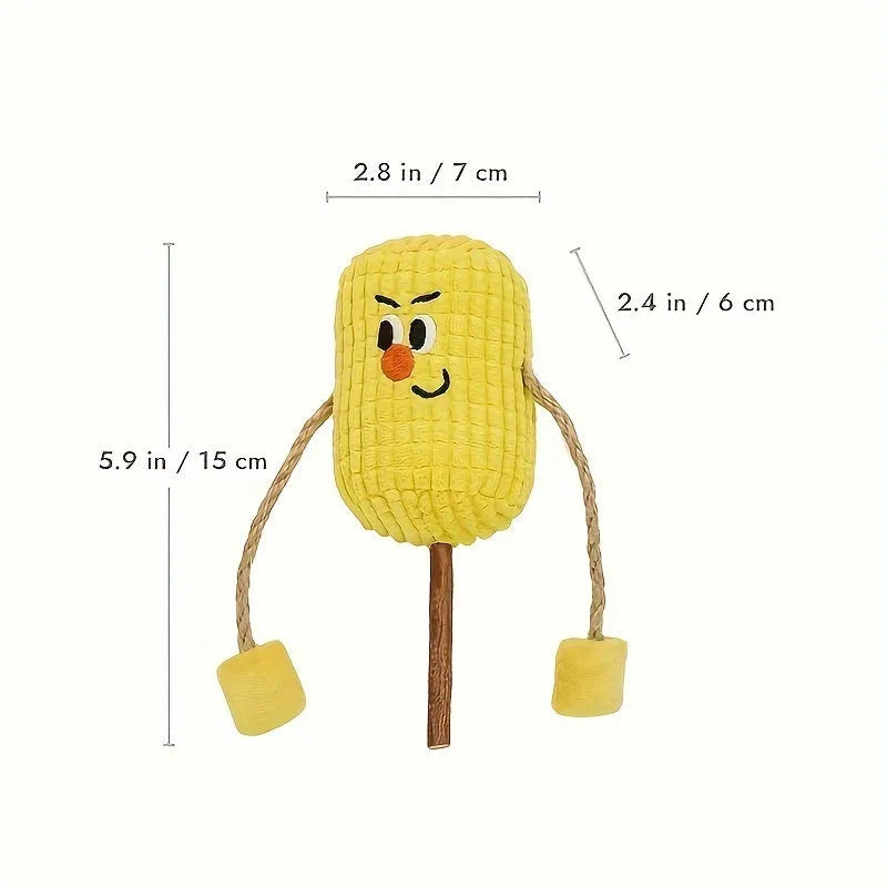 Corn Cob polio wood cat dental chew toy with catnip, showing Boxer and Coach style options.